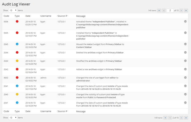 WP Security Audi Log