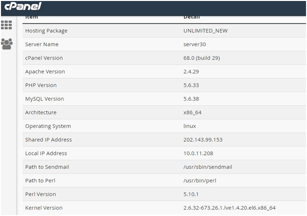 Cpanel Home Page