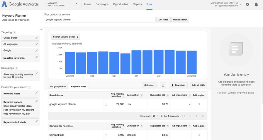 Ads Keyword Planner