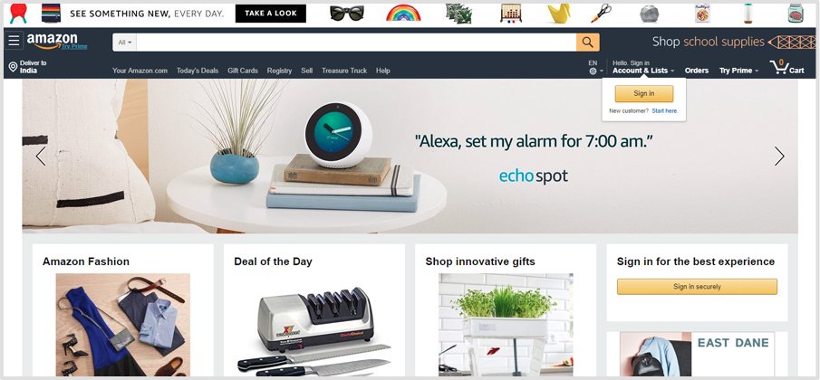 Interface Design By Amazon