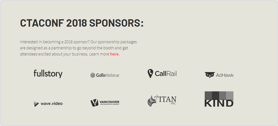 CTACONF 2018 Sponsors