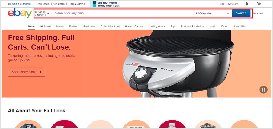 Missing Search Box Ebay