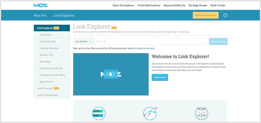 MOZ Link Explorer