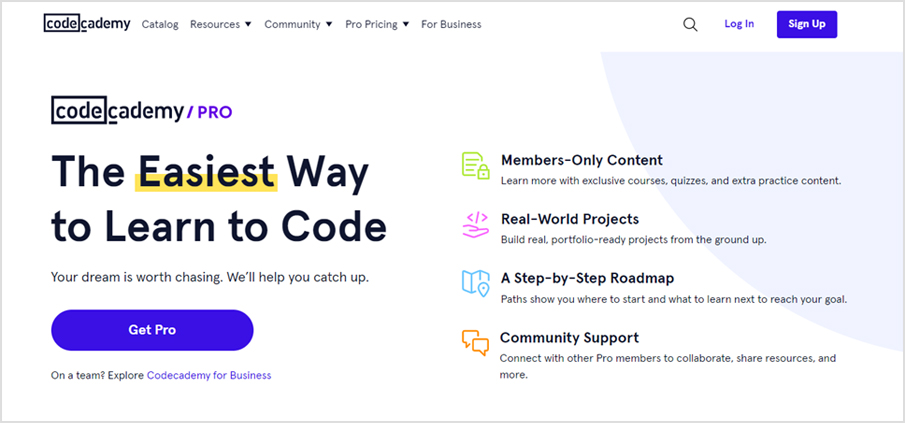 Landing Page on Codecademy