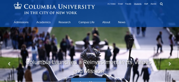 Columbia University, New York Website Design