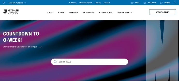Monash University Website Design
