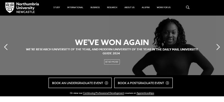 Northumbria University, Newcastle Website Design