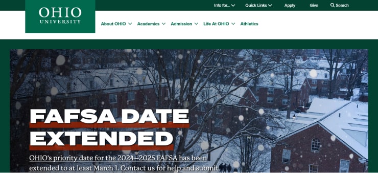 Ohio University Website Design