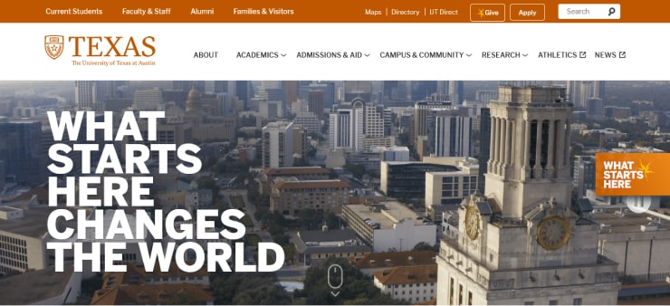 The University Of Texas At Austin Website Design