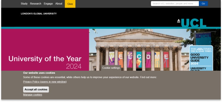 University College London Website Design