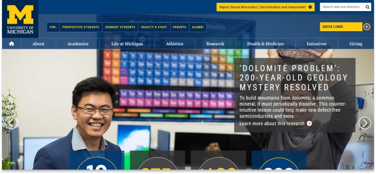 University Of Michigan Website Design