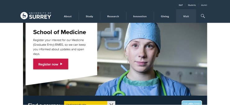 University Of Surrey Website Design