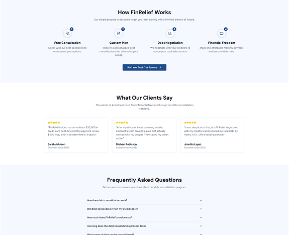 FinRelief Home Desktop