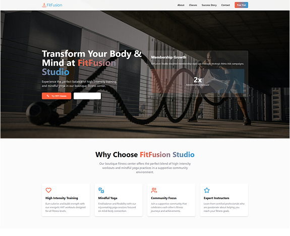 FitFusion Studio Home Desktop